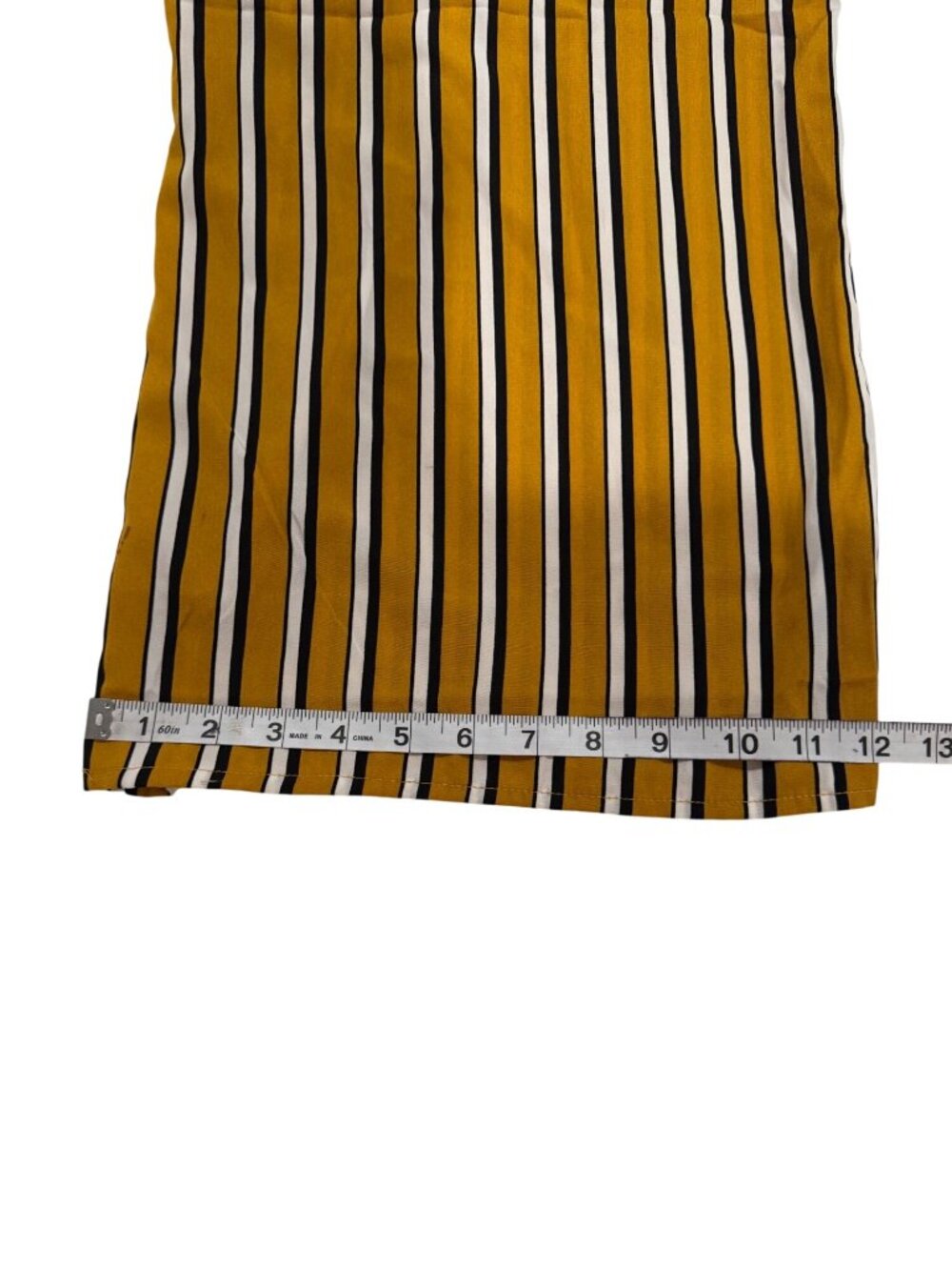 Yellow & Black Striped Jumpsuit With Ruffle Neckline & Adjustable Straps - Picture 5 of 7